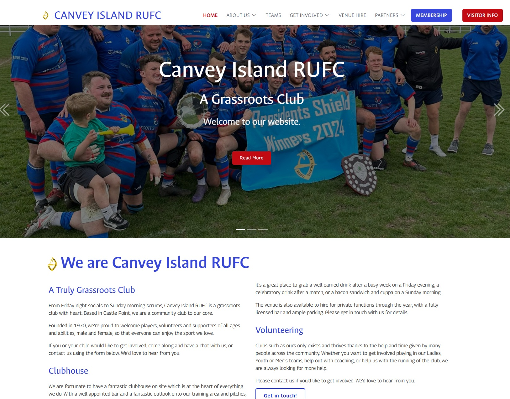 Screenshot of the Canvey Island RUFC website