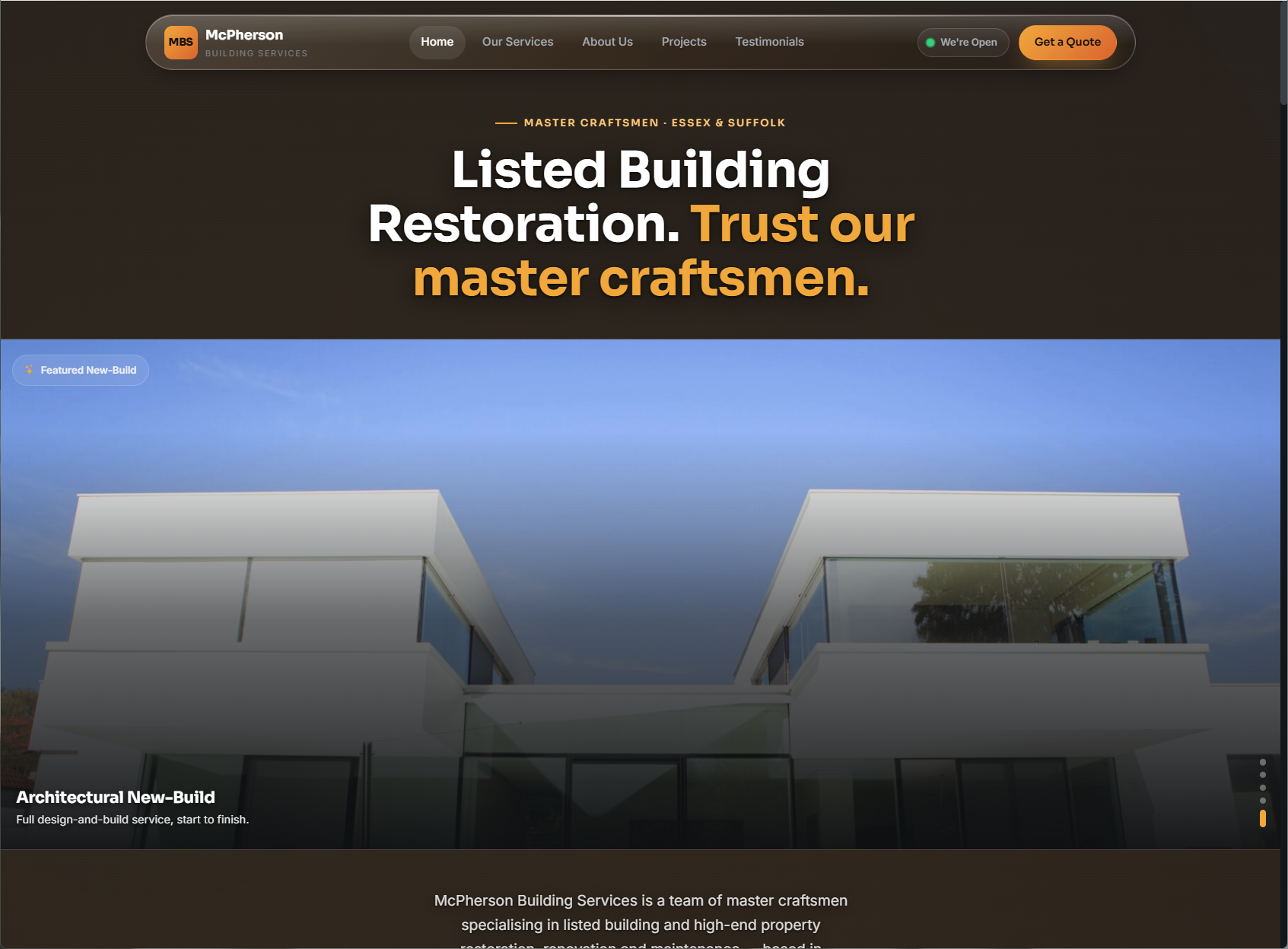 Specialist listed building builders website preview