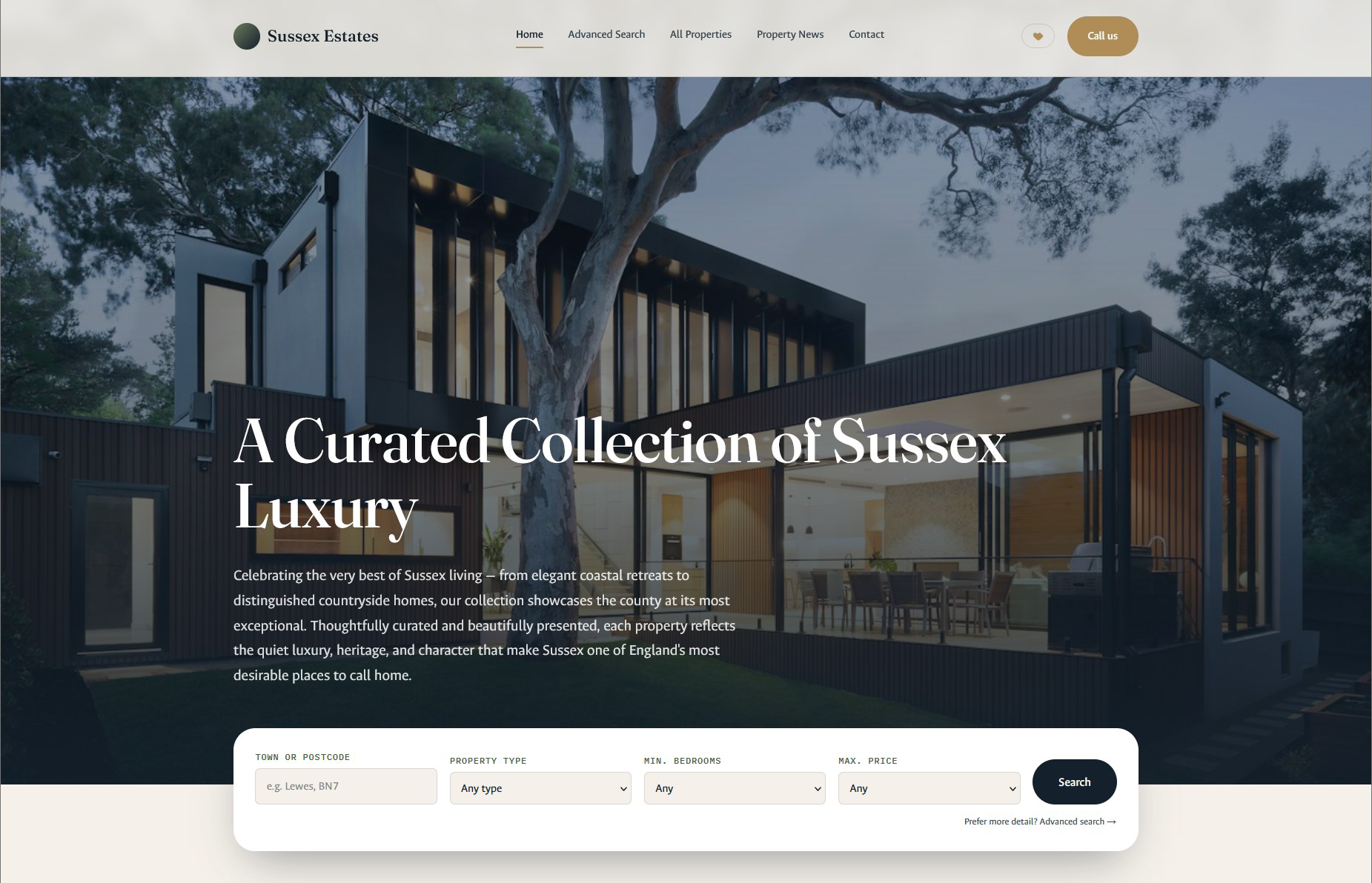 Sussex estate agency website preview